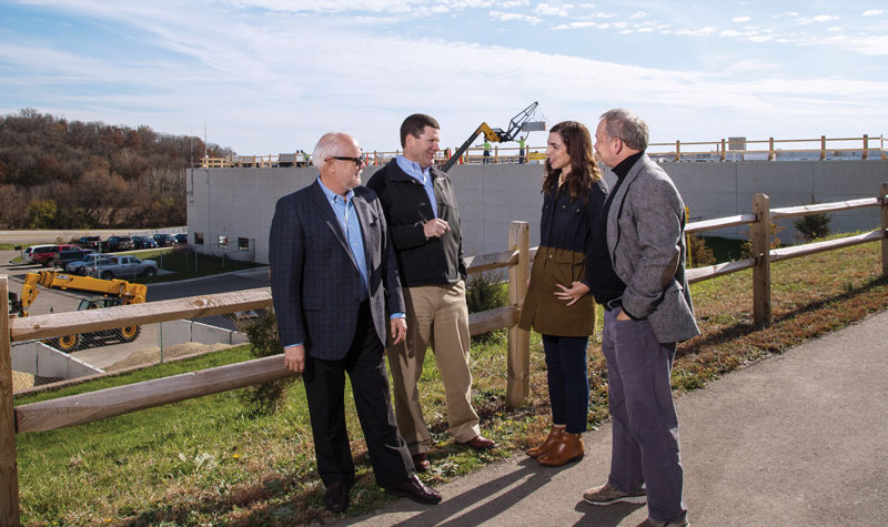 Meeting during the solar construction on top of the Middleton Operations Center