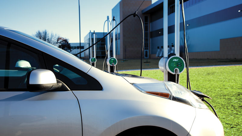 Global lighting technology company ETC worked with MGE to offer electric vehicle charging stations for employees as part of the company's commitment to sustainable practices