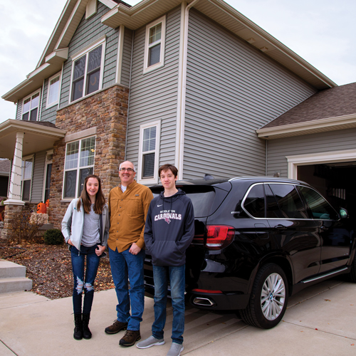 The Davey family of Middleton participates in MGE's Shared Solar program, powering their home and plug-in hybrid electric vehicle with clean energy generated in their community.