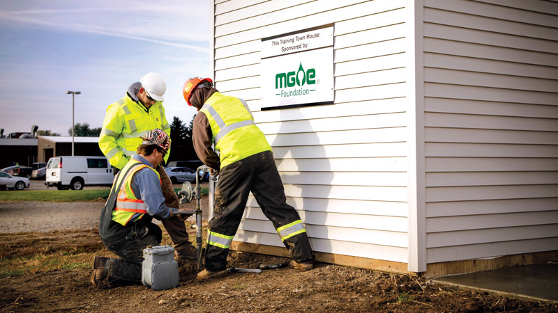 Students in the Gas Utility Technician Program at Moraine Park Technical College get hands-on training in an outdoor 