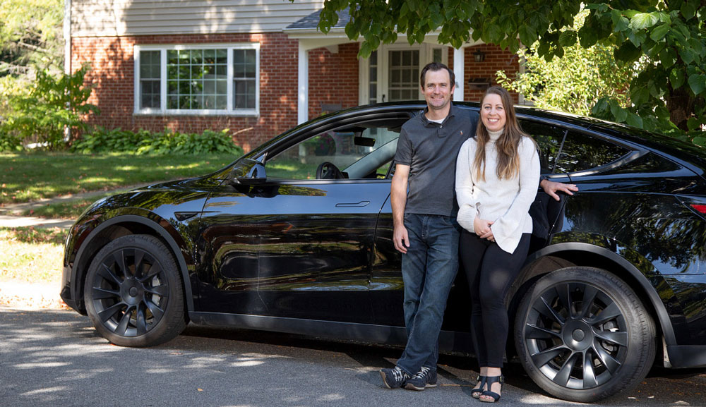 Scott and Leah Haman with their Tesla Model Y