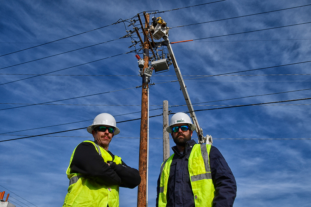 Our journey to operational and safety excellence is led by our employees. Ryan Frick, Manager Safety Culture and Performance, and Charlie Breunig, Supervisor Electric Operations, team up for a proactive safety observation in the field as crews install advanced communications equipment on our electric distribution system.