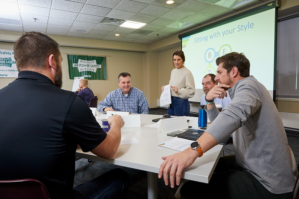 MGE Senior Human Resources Partner Danae Junakin engages employees participating in one of the company’s regular career development exercises.