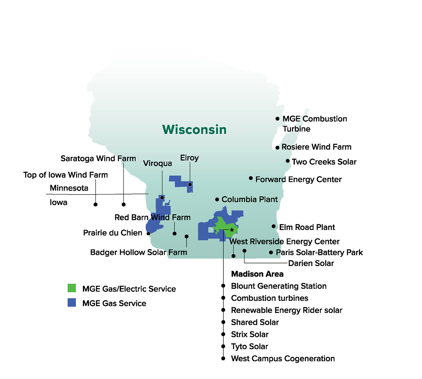 MGE service area map