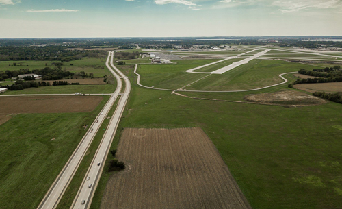Site of anticipated solar project near Dane County Regional Airport in Madison, Wis.