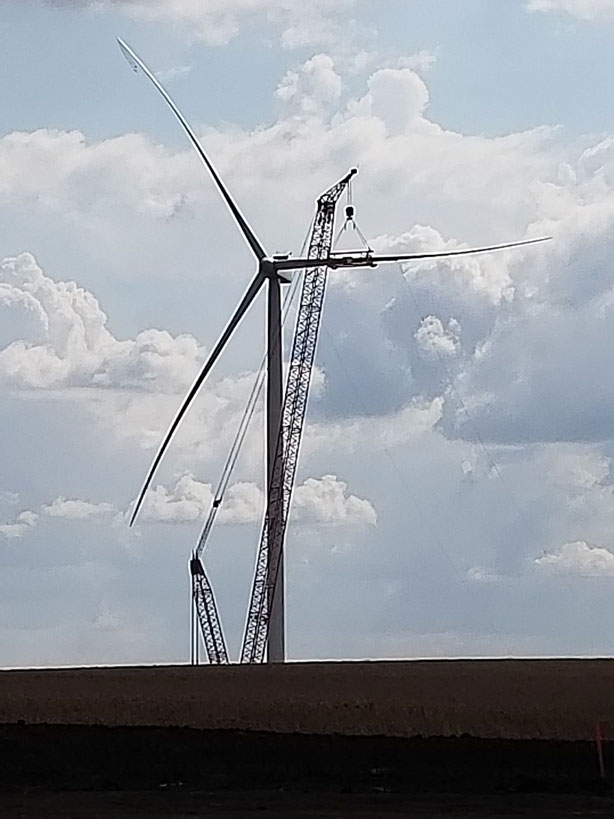 Construction in mid-September at MGE's Saratoga wind farm in Howard County, Iowa