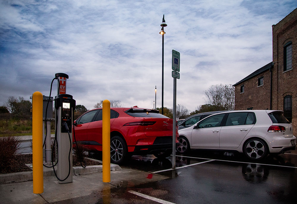 EV charging station at Garver Feed Mill.