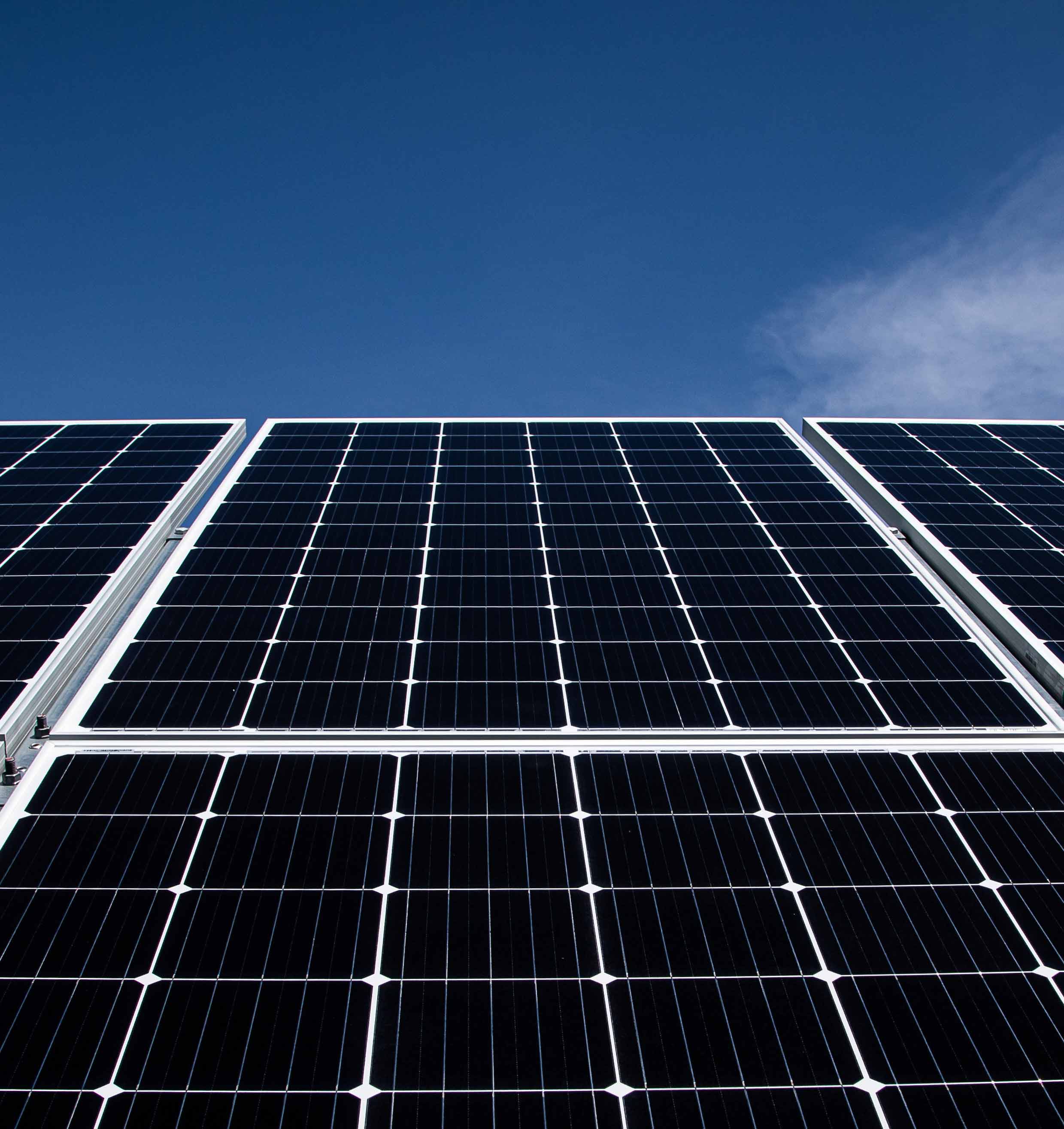 solar panels with blue-sky background
